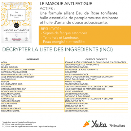 Masque Anti Fatigue Bio en Feuille Les Poulettes