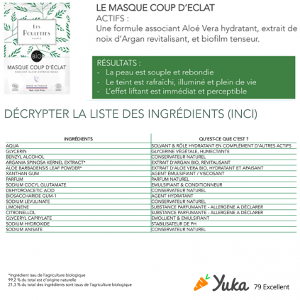 Masque Coup d'Eclat Bio en Feuille Les Poulettes