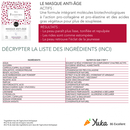 Masque Anti-Age Bio en Feuille Les Poulettes