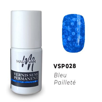 Vernis Semi-Permanent Bleu Pailleté SANS TPO