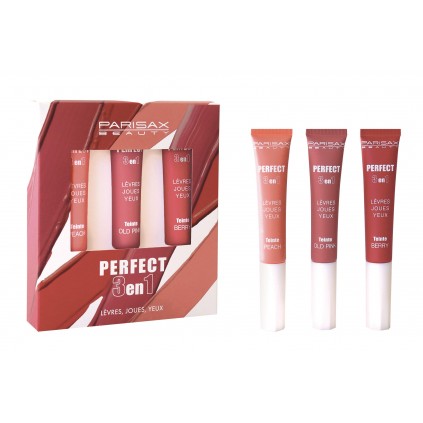 Coffret Perfect 3 en 1 blush, yeux, lèvres 3 teintes - Parisax