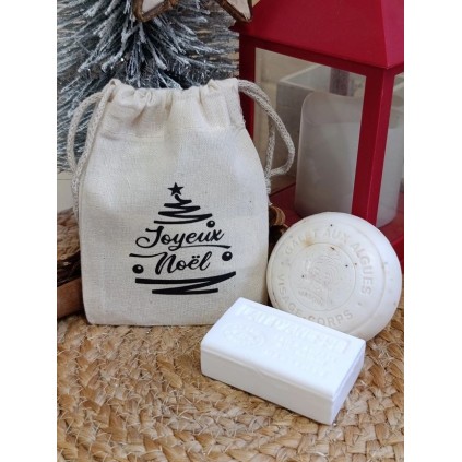 Pochon Joyeux Noël + Savon anesse et Masque visage solide