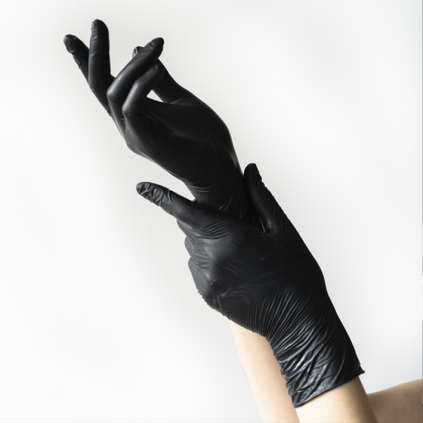 Gants Nitrile Noir Non Poudrés Taille 7-8