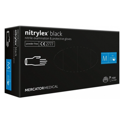 Gants Nitrile Noir Non Poudrés Taille 7-8