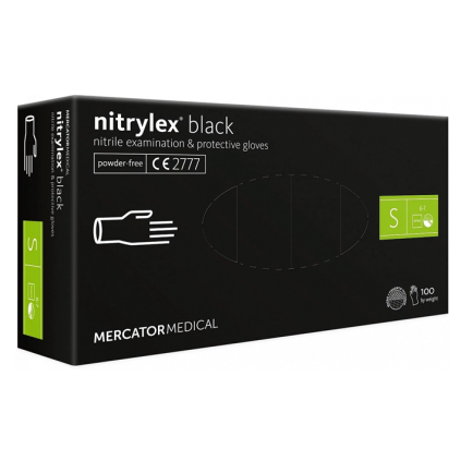 Gants Nitrile Noir Non Poudrés Taille 6-7